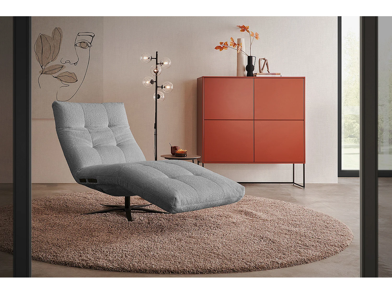 Chaise longue - Grigio tessitura piatta - LETICIA