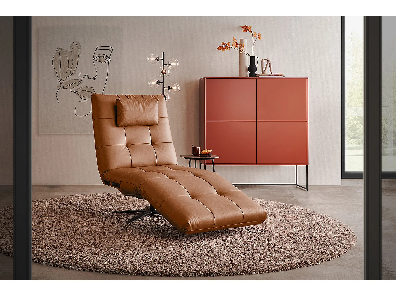 Chaise longue - marrón piel - LETICIA