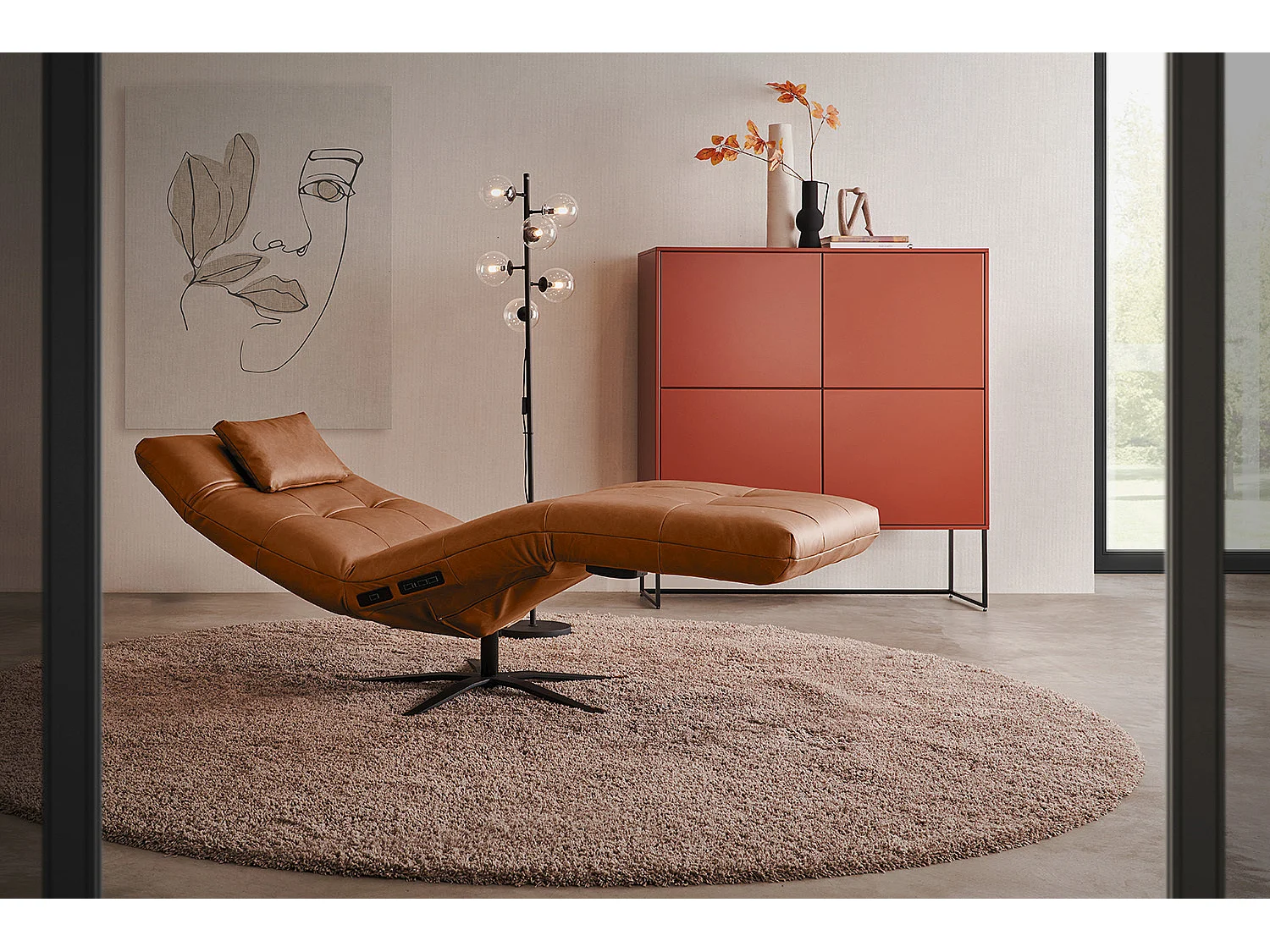 Chaise longue - marrón piel - LETICIA
