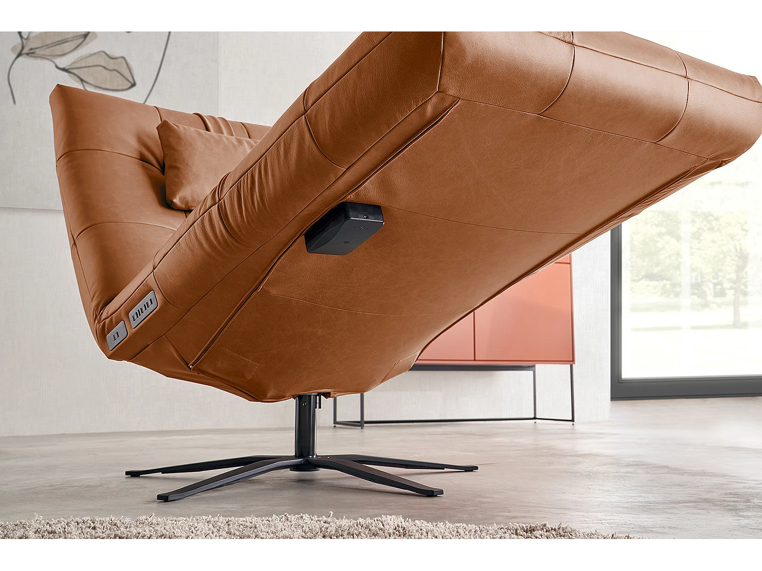 Chaise longue - marron cuir - LETICIA