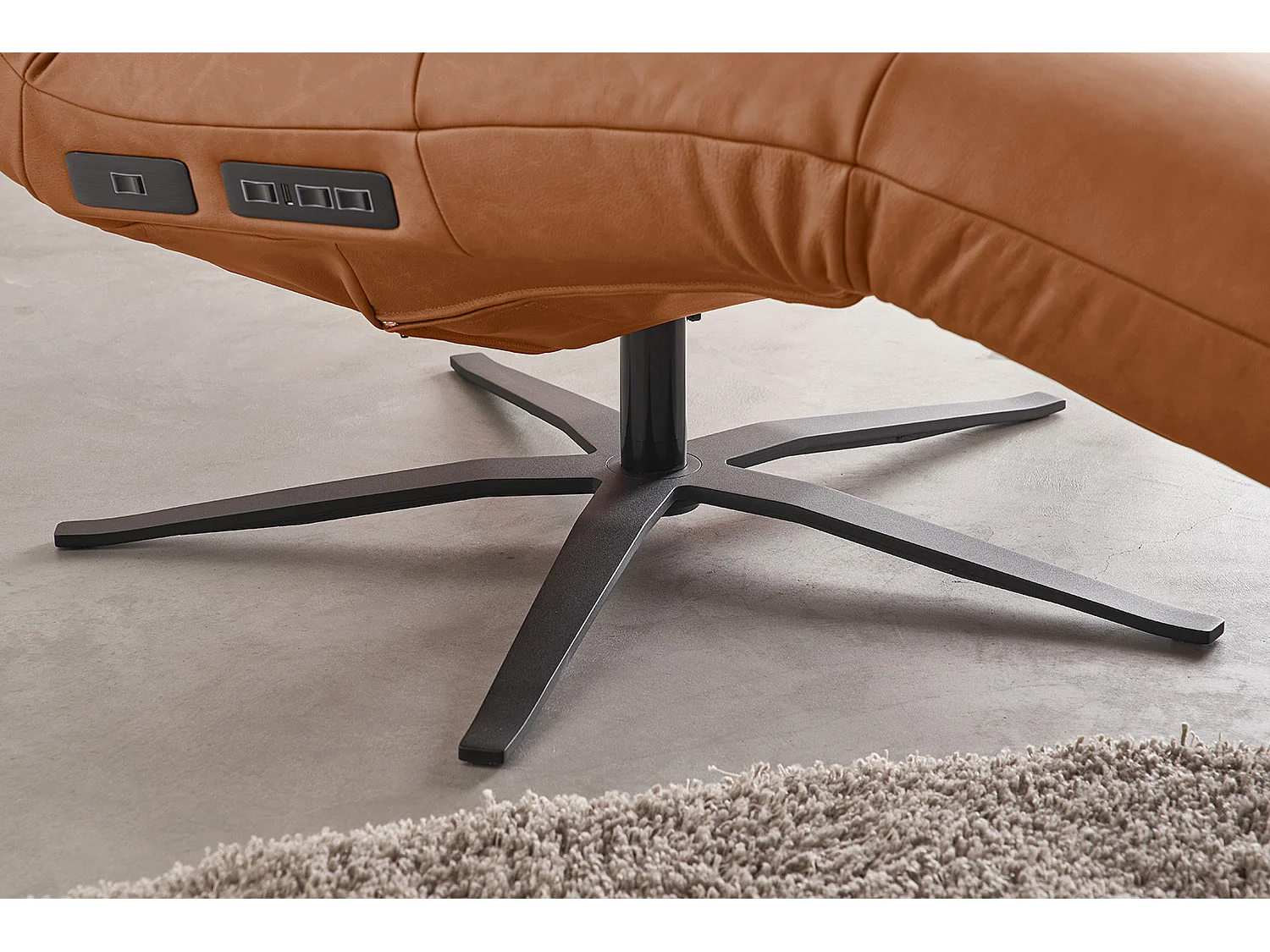 Chaise longue - marron cuir - LETICIA