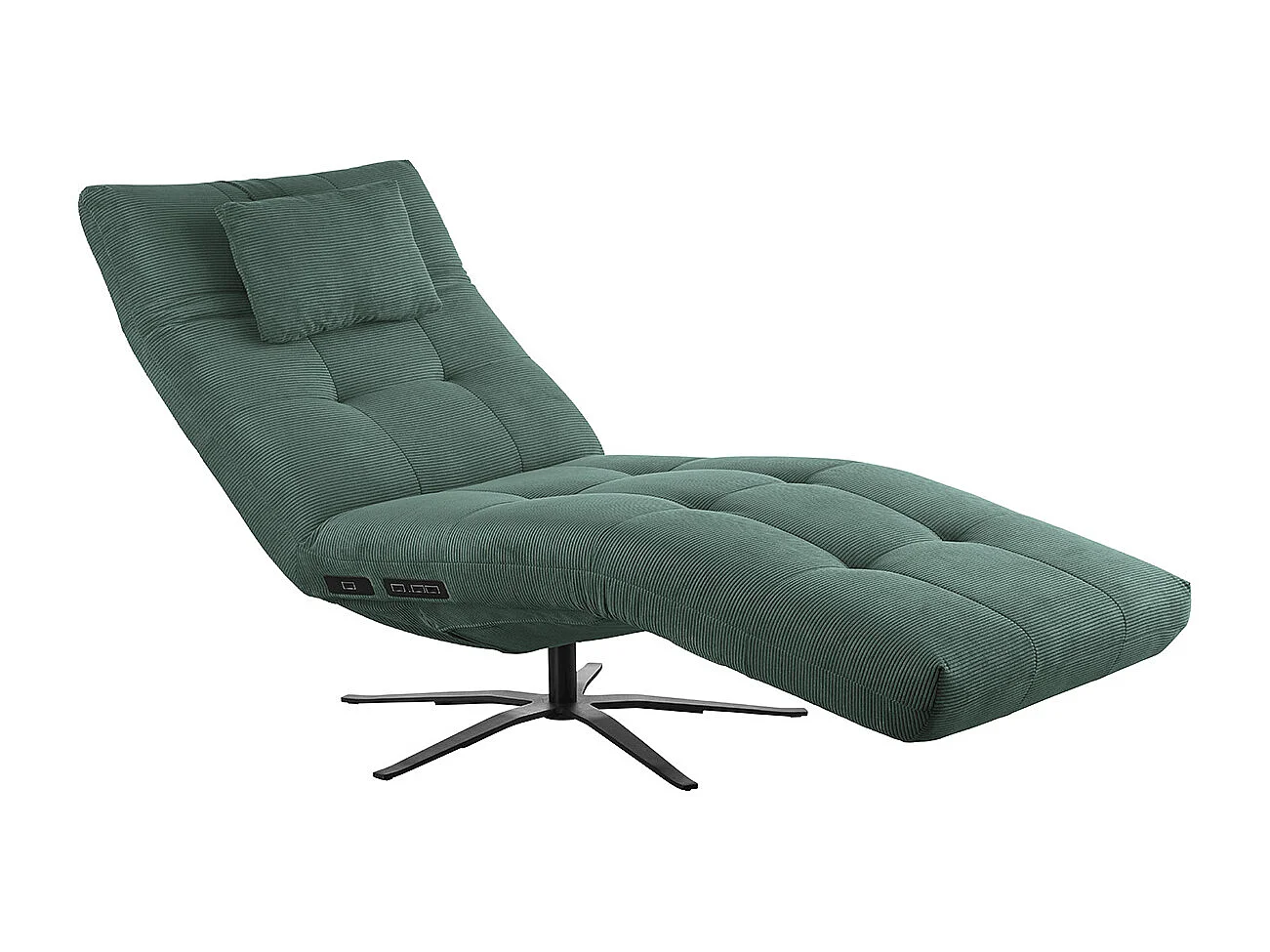 Chaise longue - vert émeraude Velours côtelé - LETICIA