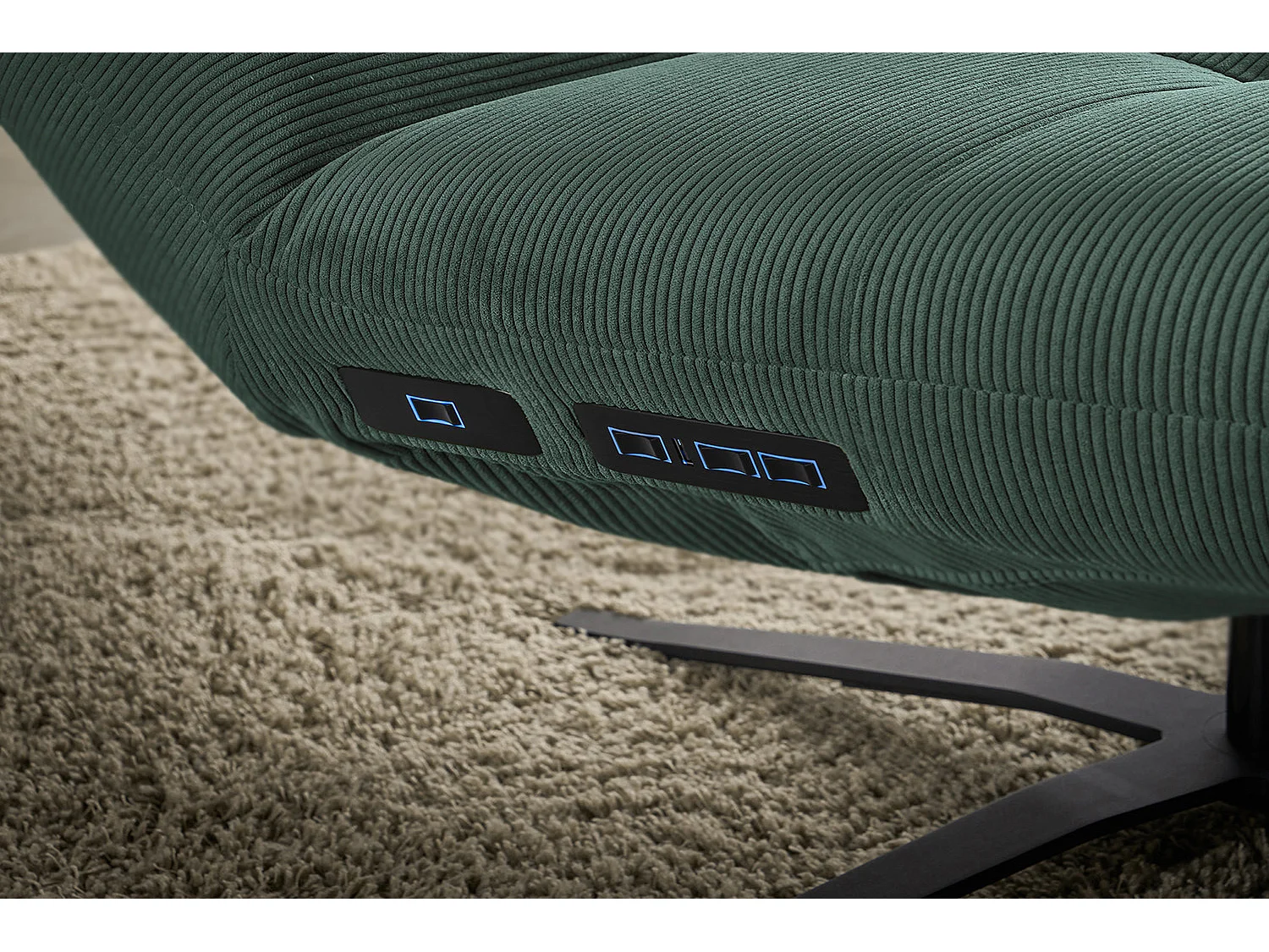 Chaise longue - vert émeraude Velours côtelé - LETICIA