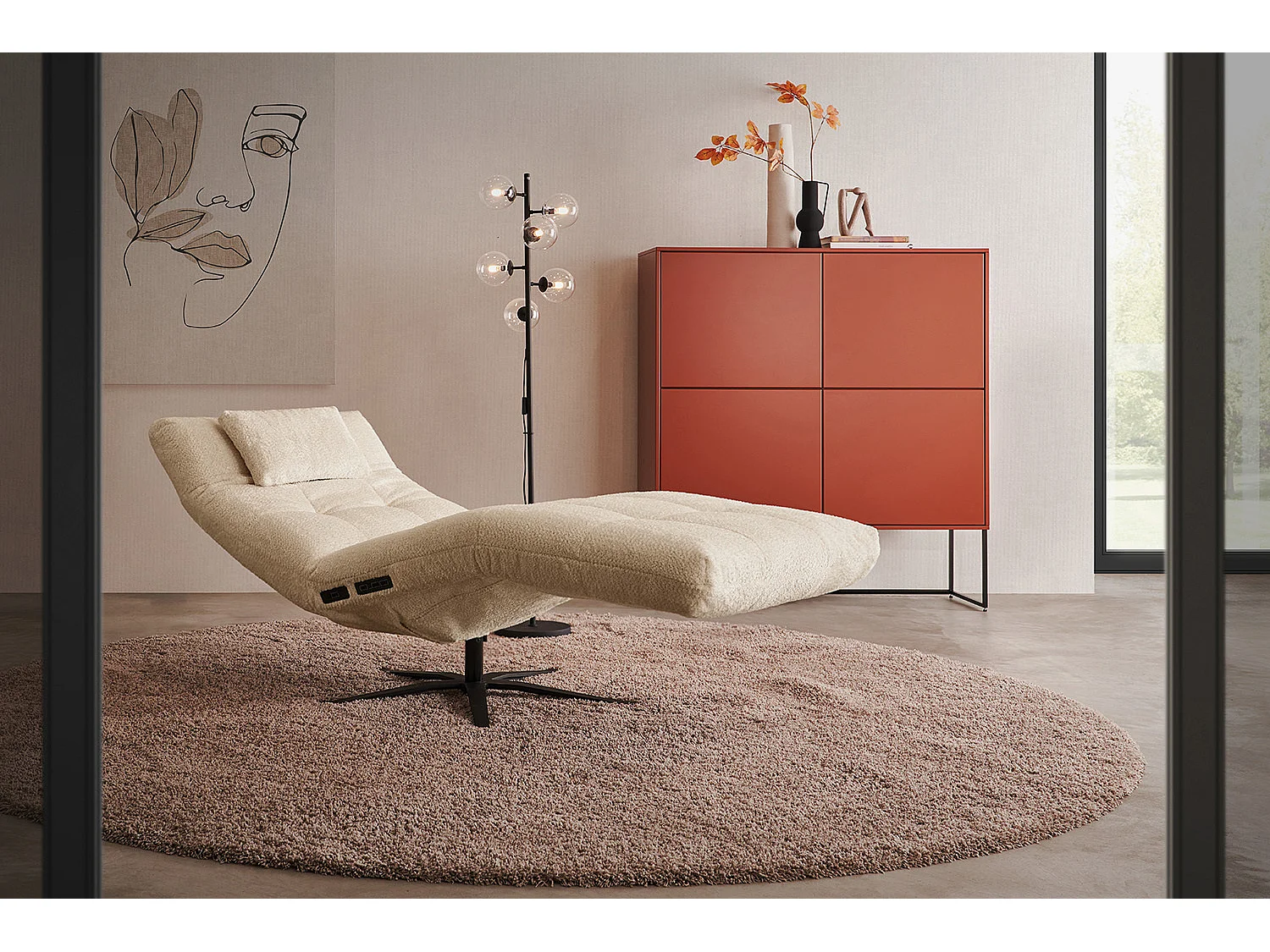 Chaise longue - beige tessitura piatta - LETICIA