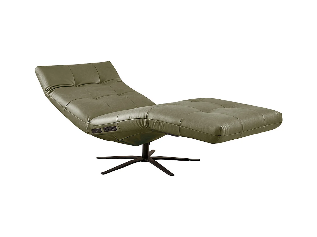 Chaise longue - Vert cuir - LETICIA