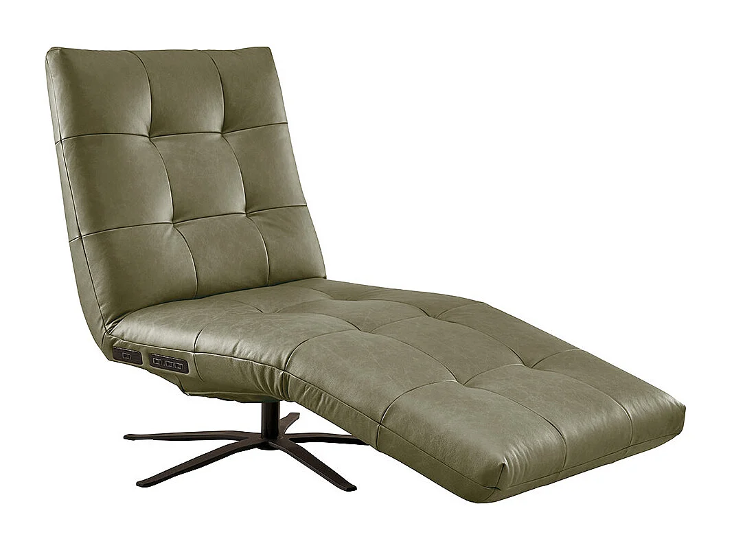 Chaise longue - verde pelle - LETICIA
