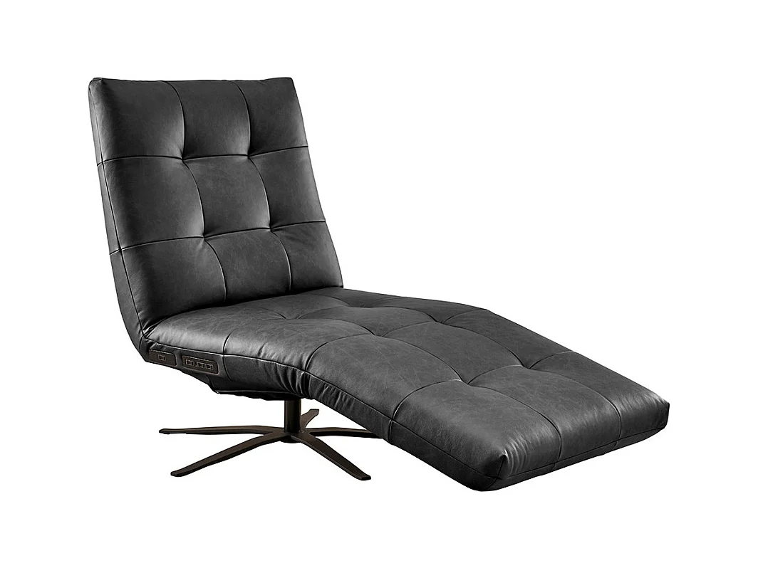 Relaxliege - Schwarz Leder - LETICIA