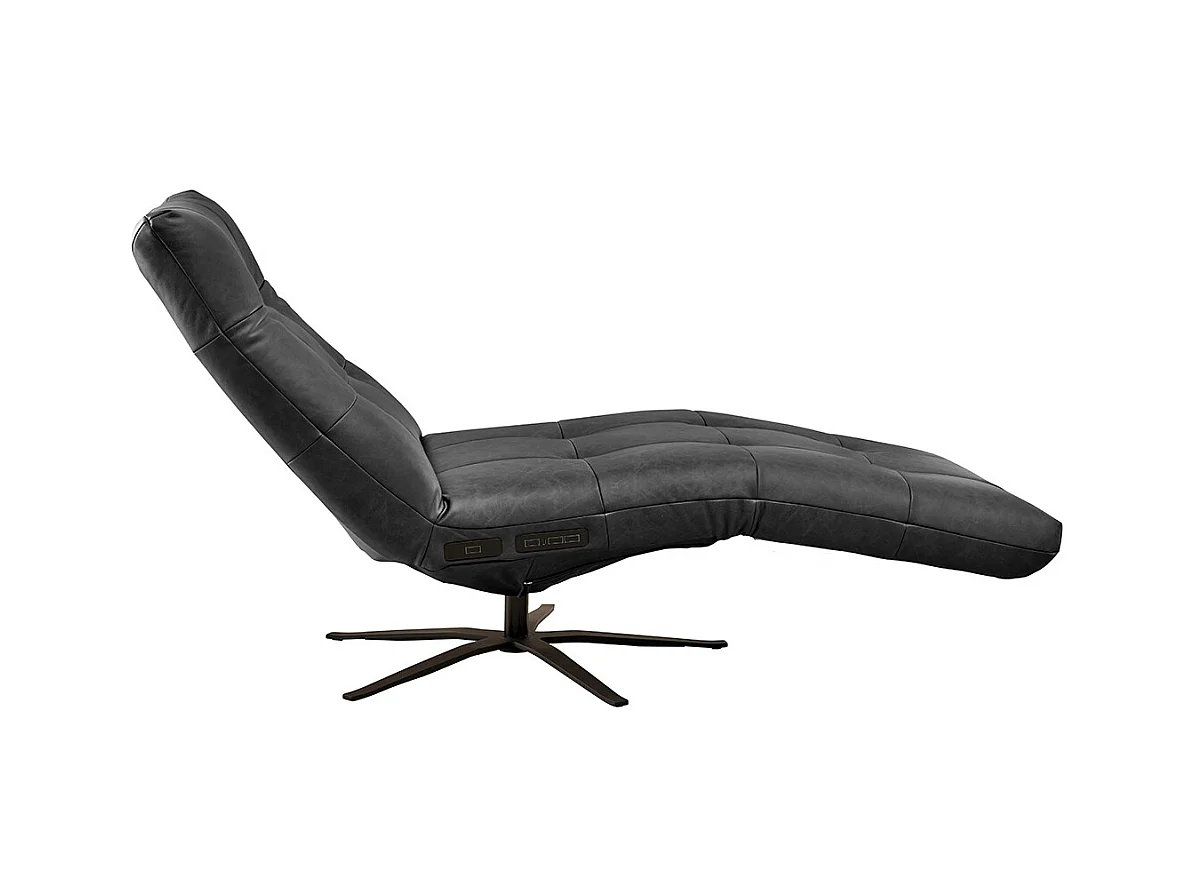 Relaxliege - Schwarz Leder - LETICIA