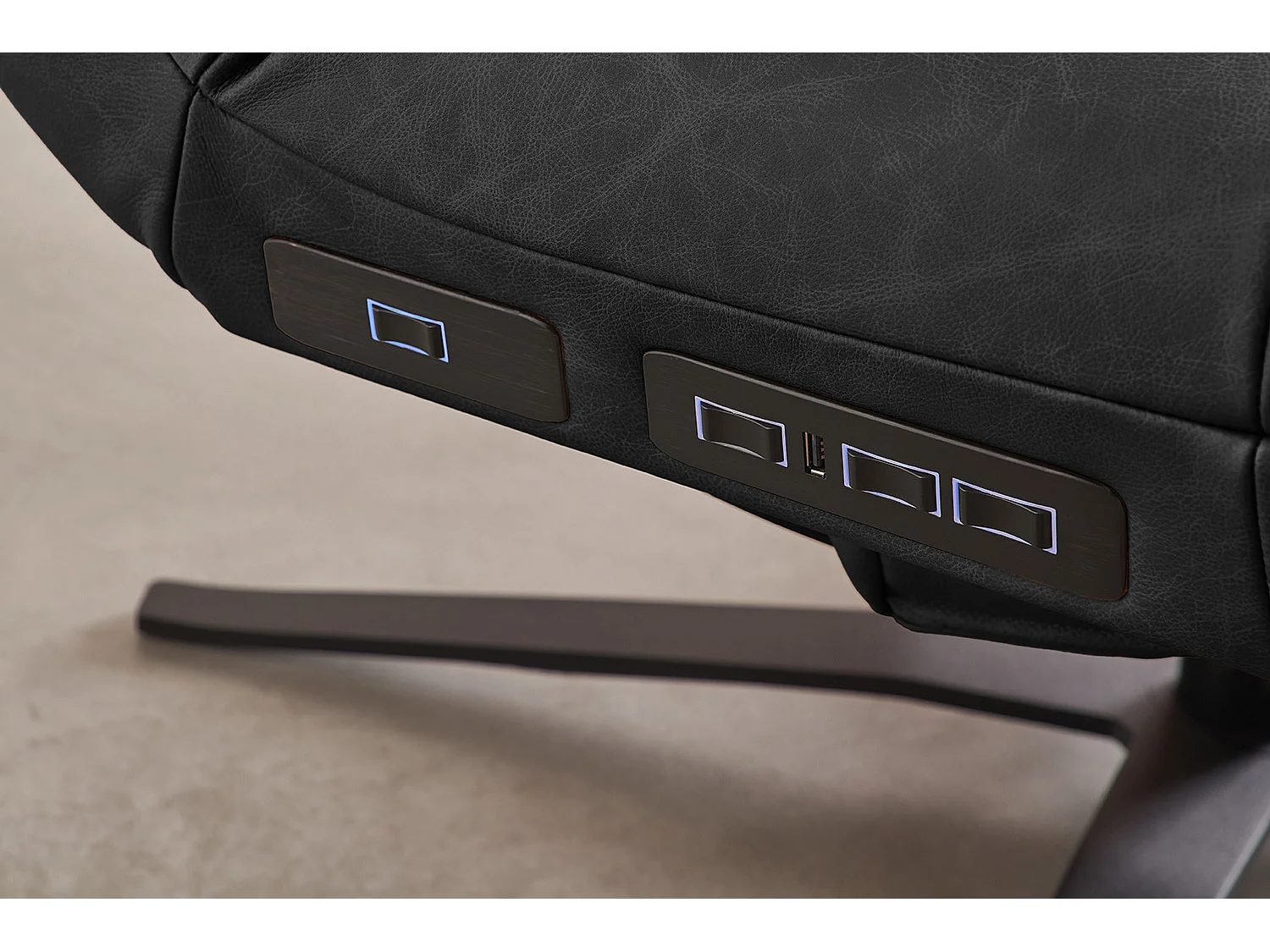 Relaxliege - Schwarz Leder - LETICIA