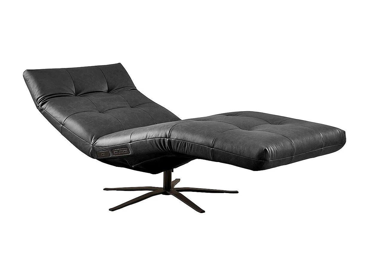 Relaxligstoel - Zwart Leer - LETICIA