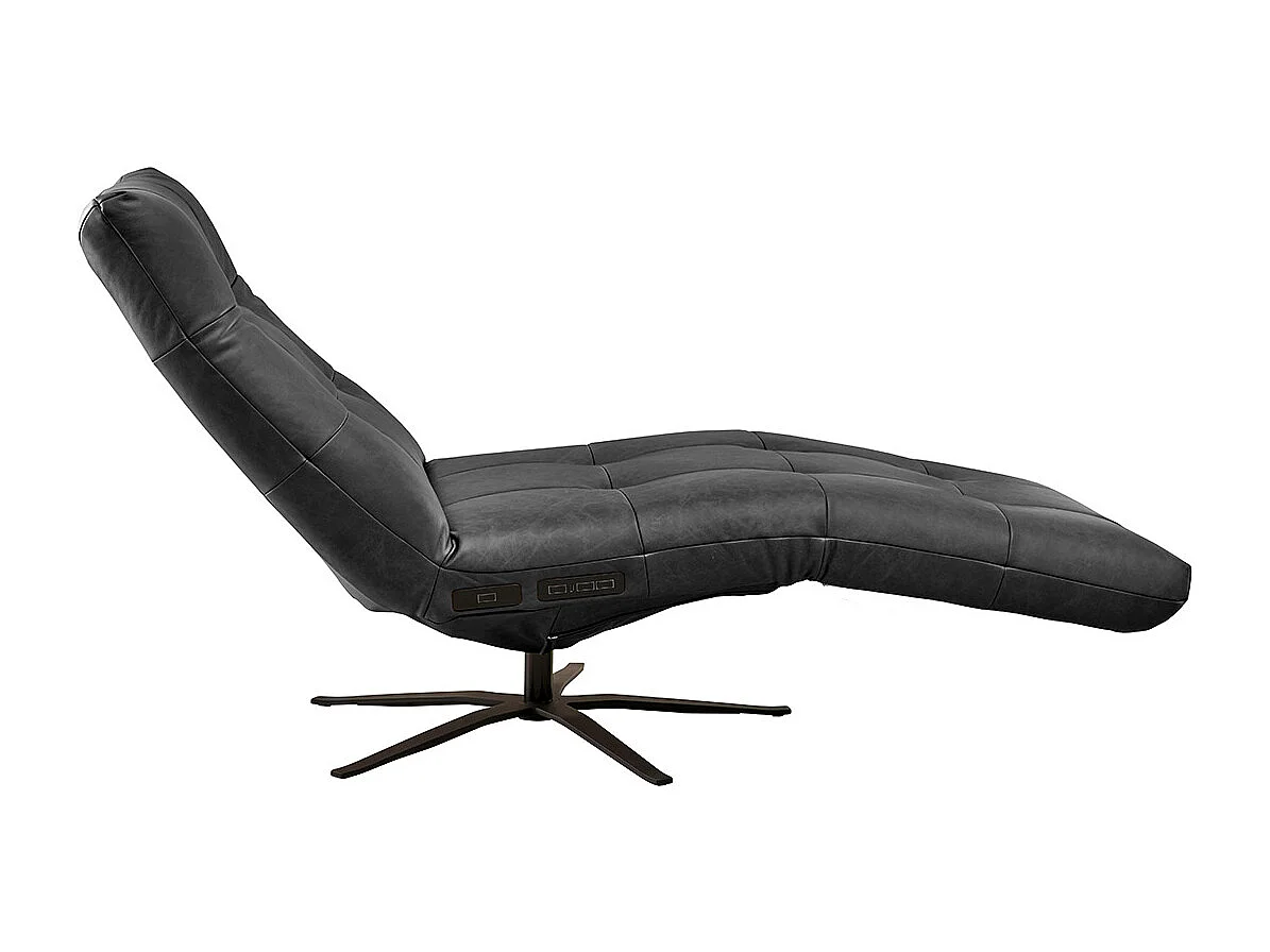 Relaxligstoel - Zwart Leer - LETICIA