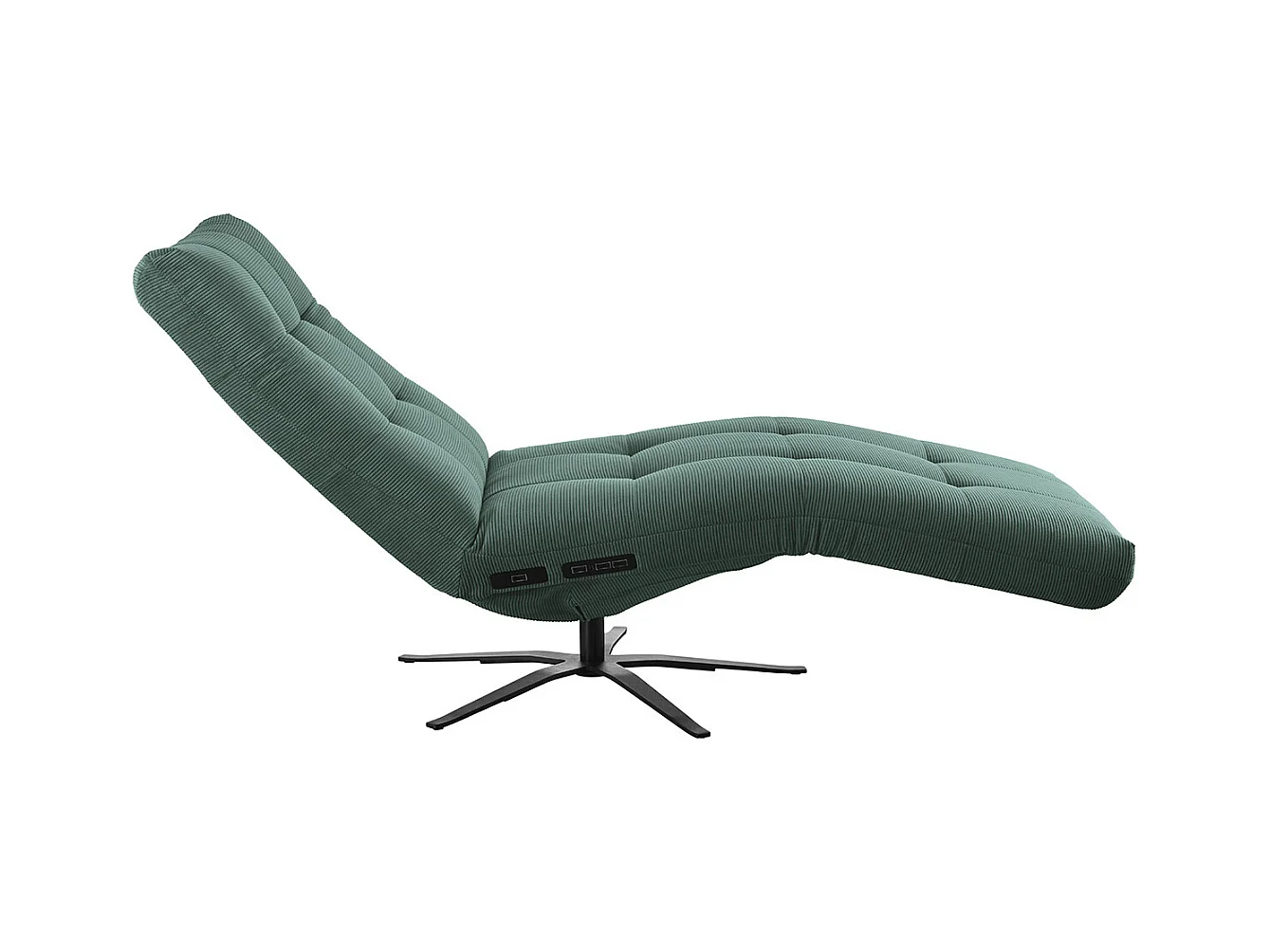 Chaise longue - vert émeraude Velours côtelé - LETICIA
