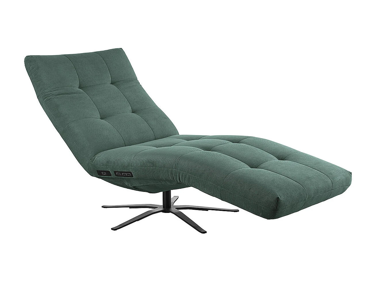 Chaise longue - vert émeraude Velours côtelé - LETICIA