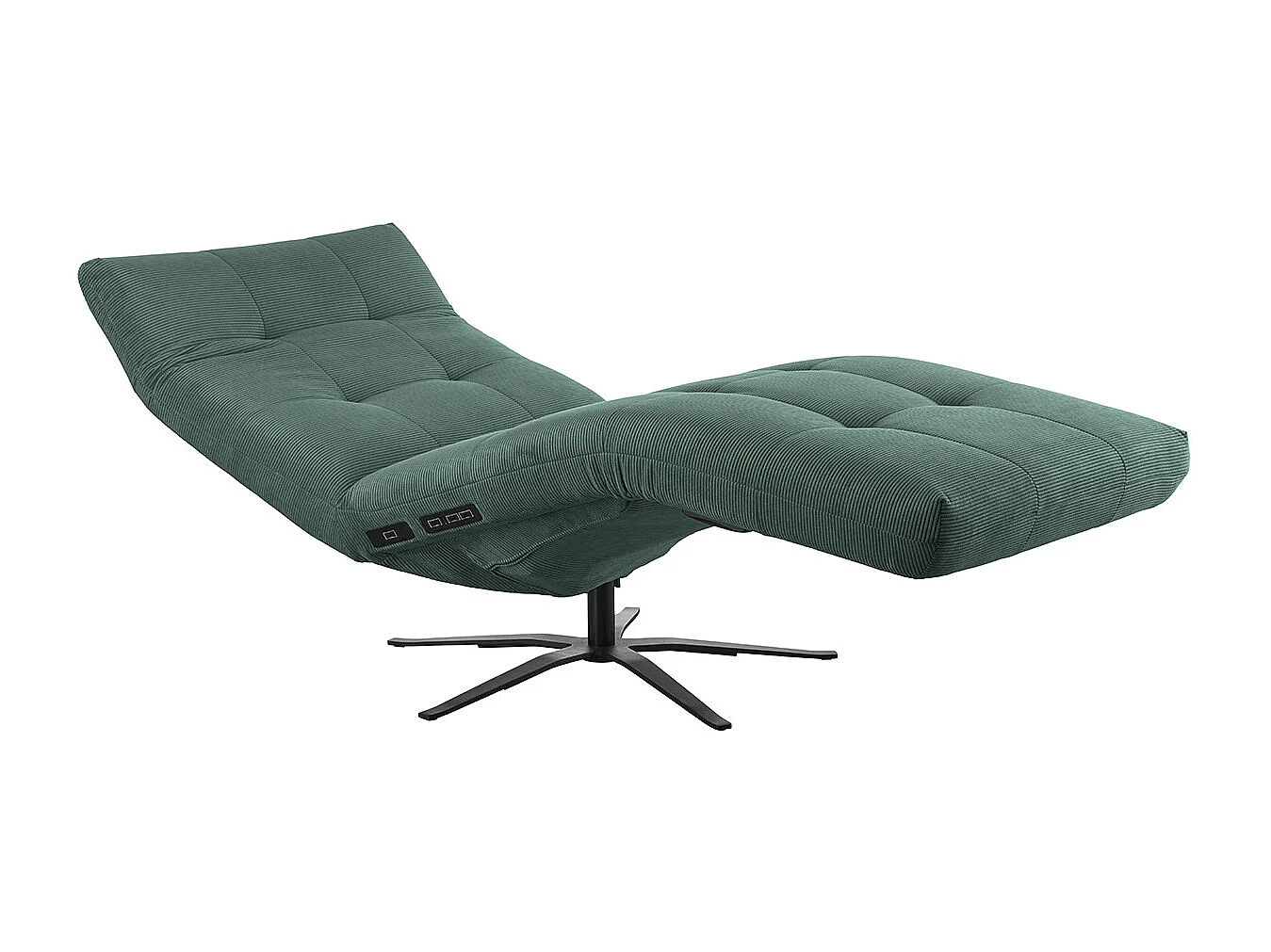 Chaise longue - vert émeraude Velours côtelé - LETICIA
