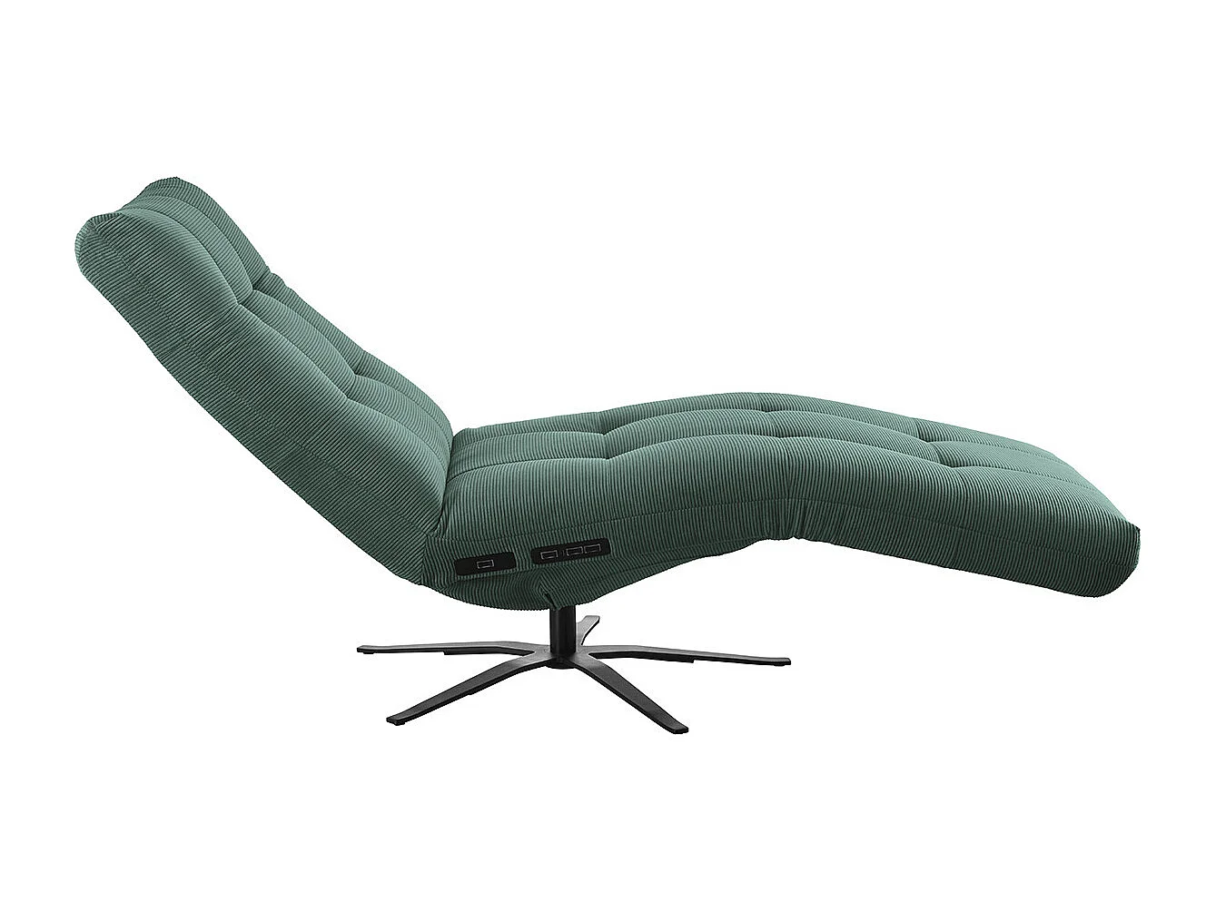 Chaise longue - vert émeraude Velours côtelé - LETICIA