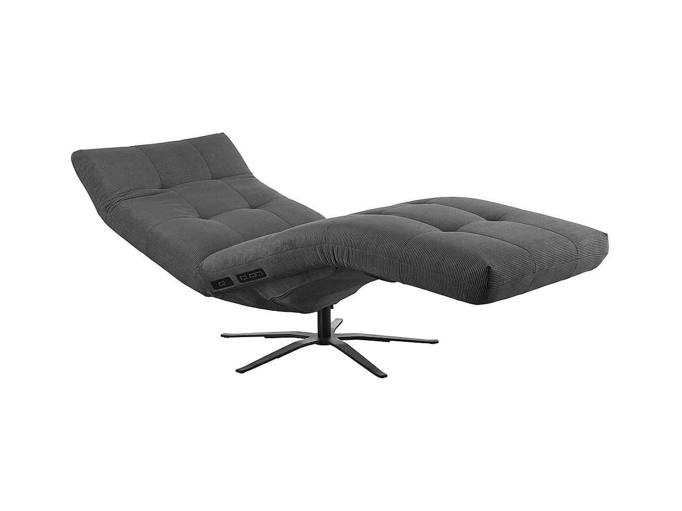 Chaise longue - anthracite Velours côtelé - LETICIA