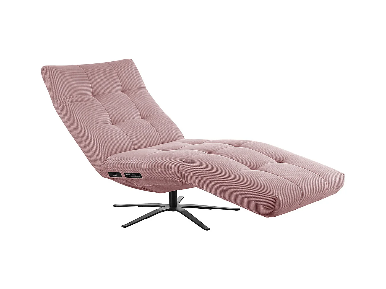 Chaise longue - Rose Velours côtelé - LETICIA