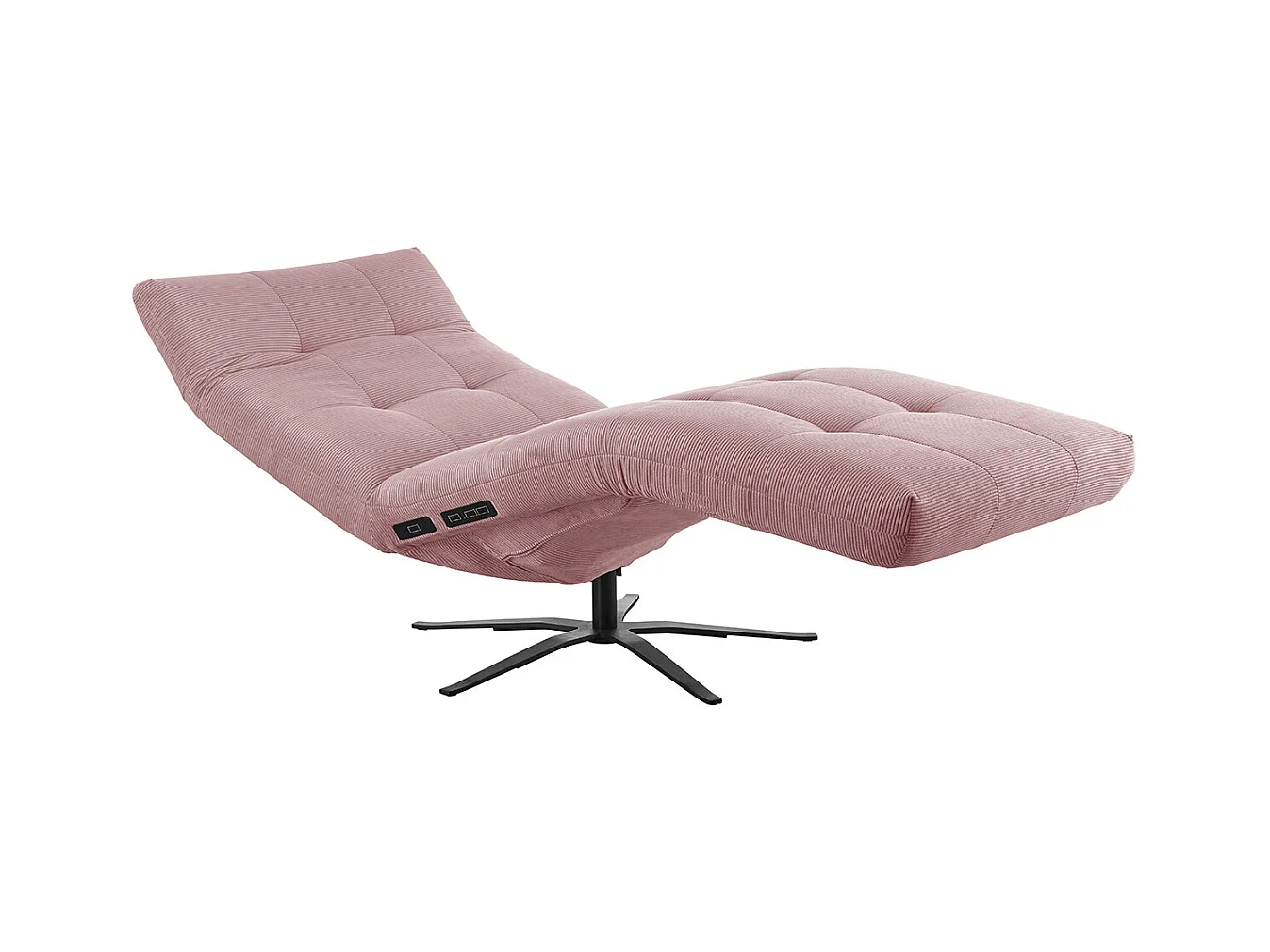 Chaise longue - Rose Velours côtelé - LETICIA