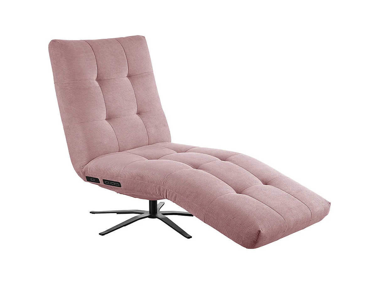 Chaise longue - Rose Velours côtelé - LETICIA