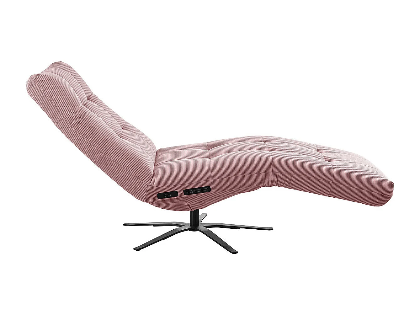 Chaise longue - Rose Velours côtelé - LETICIA