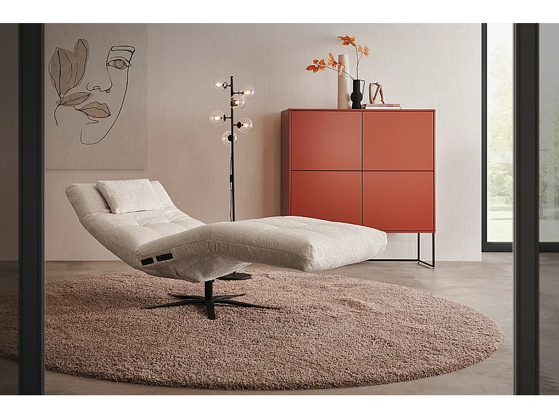 Relaxligstoel - Wit Plat geweven stof - LETICIA