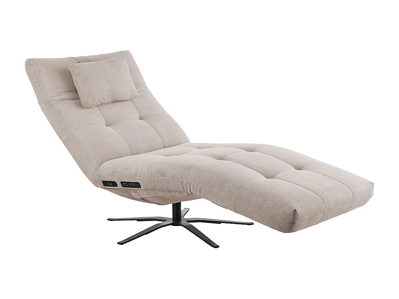 Chaise longue - beige Velours côtelé - LETICIA