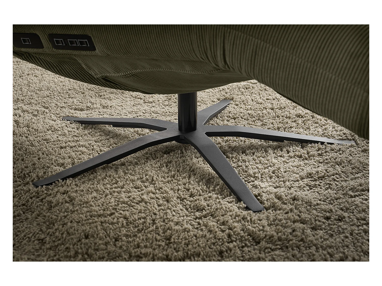 Chaise longue - Vert Velours côtelé - LETICIA