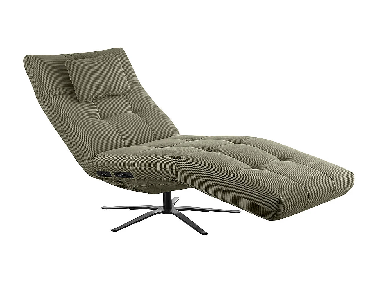 Chaise longue - Vert Velours côtelé - LETICIA