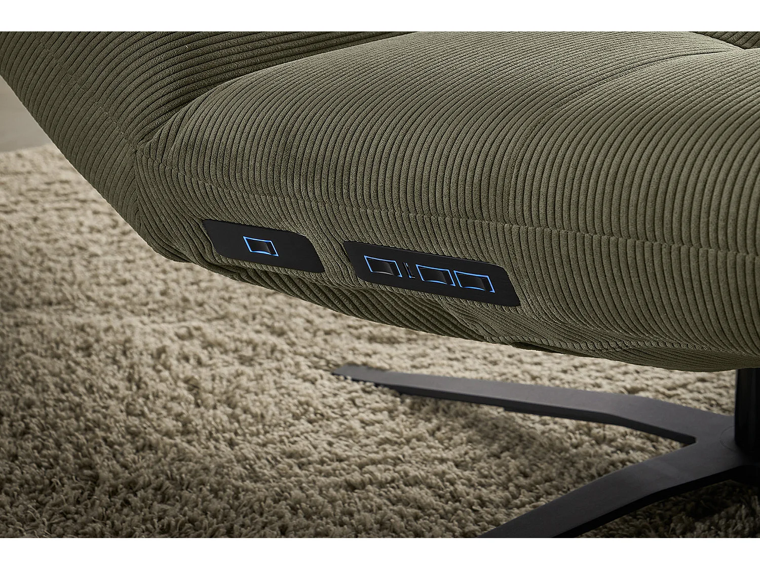 Chaise longue - Vert Velours côtelé - LETICIA