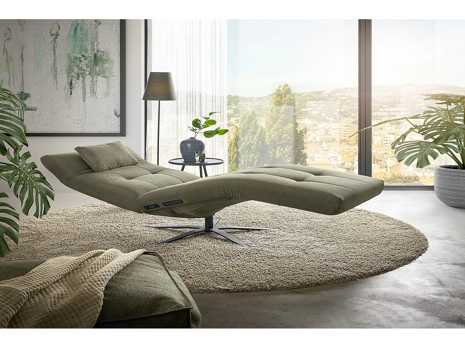Chaise longue - verde Velluto a coste - LETICIA