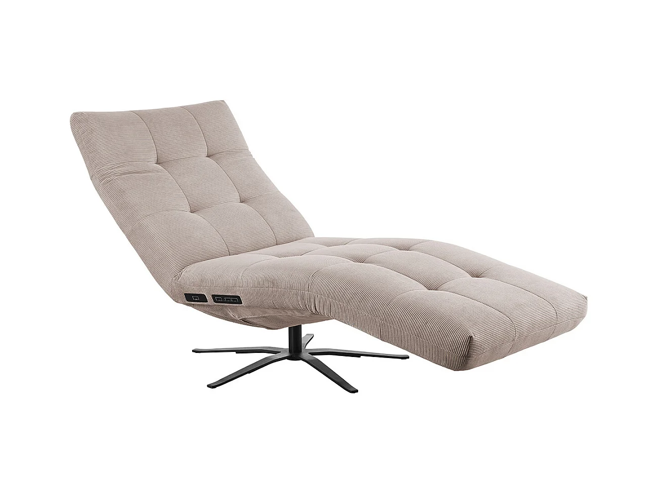 Chaise longue - beige Velours côtelé - LETICIA