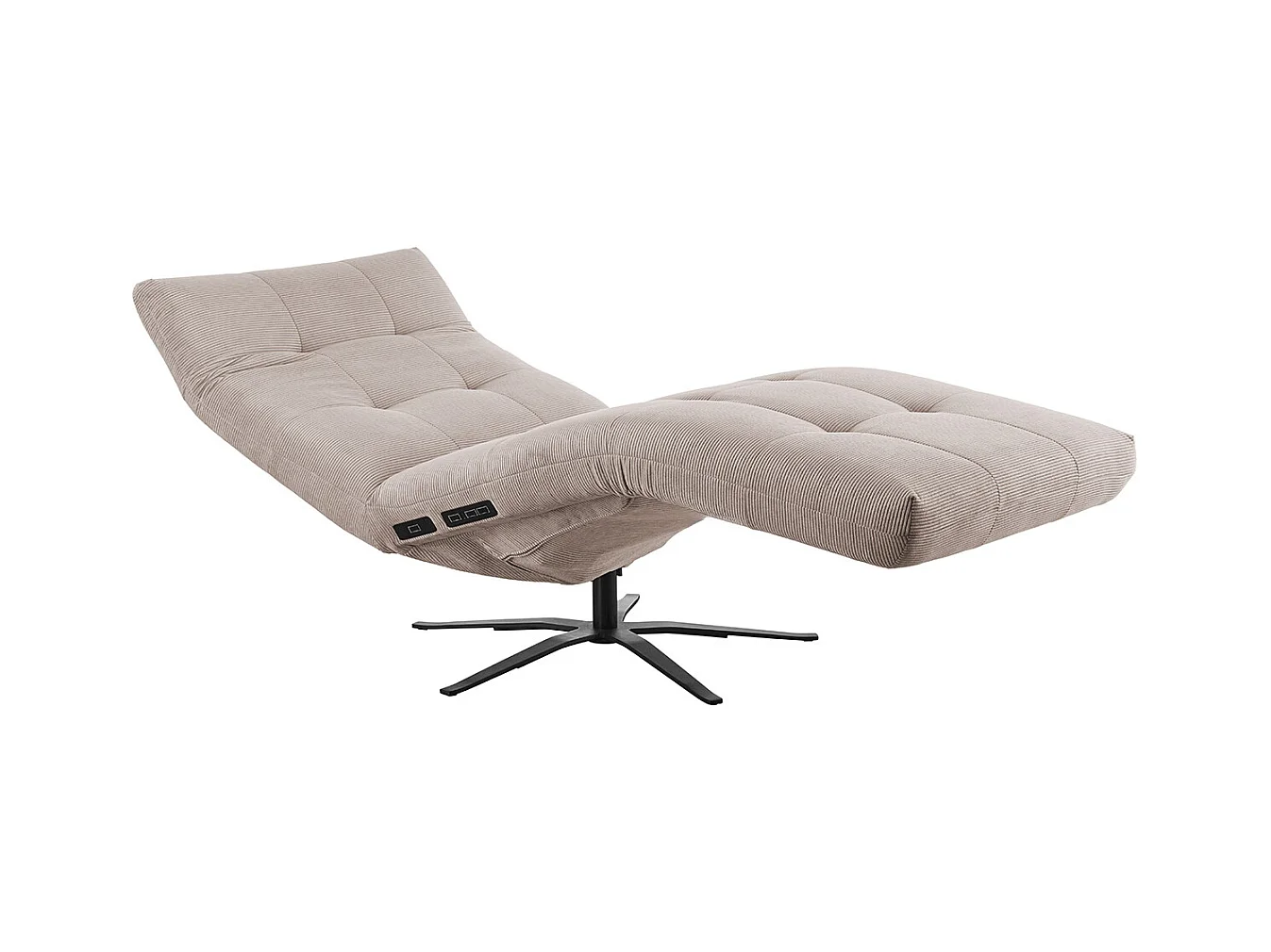 Chaise longue - beige Velours côtelé - LETICIA