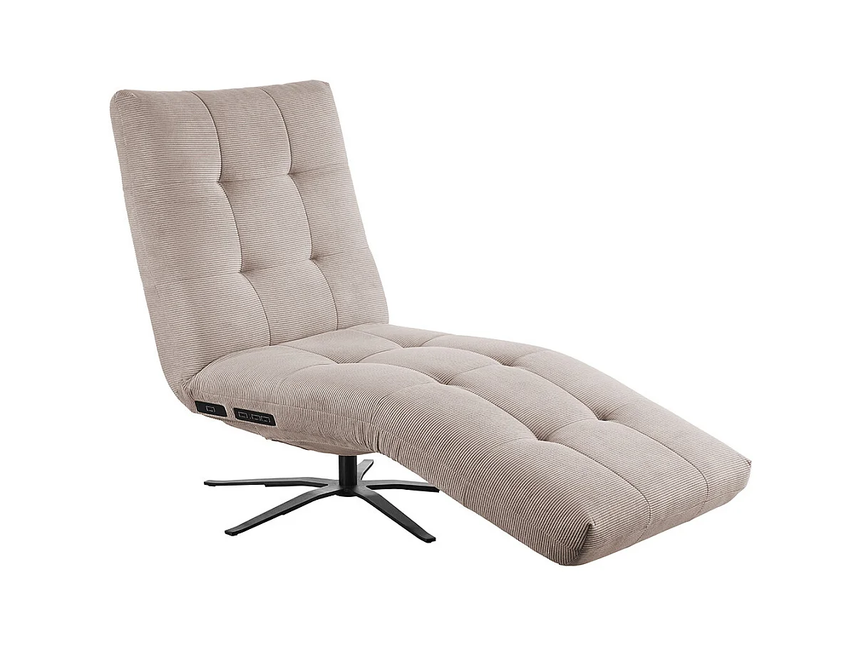 Chaise longue - beige Velours côtelé - LETICIA