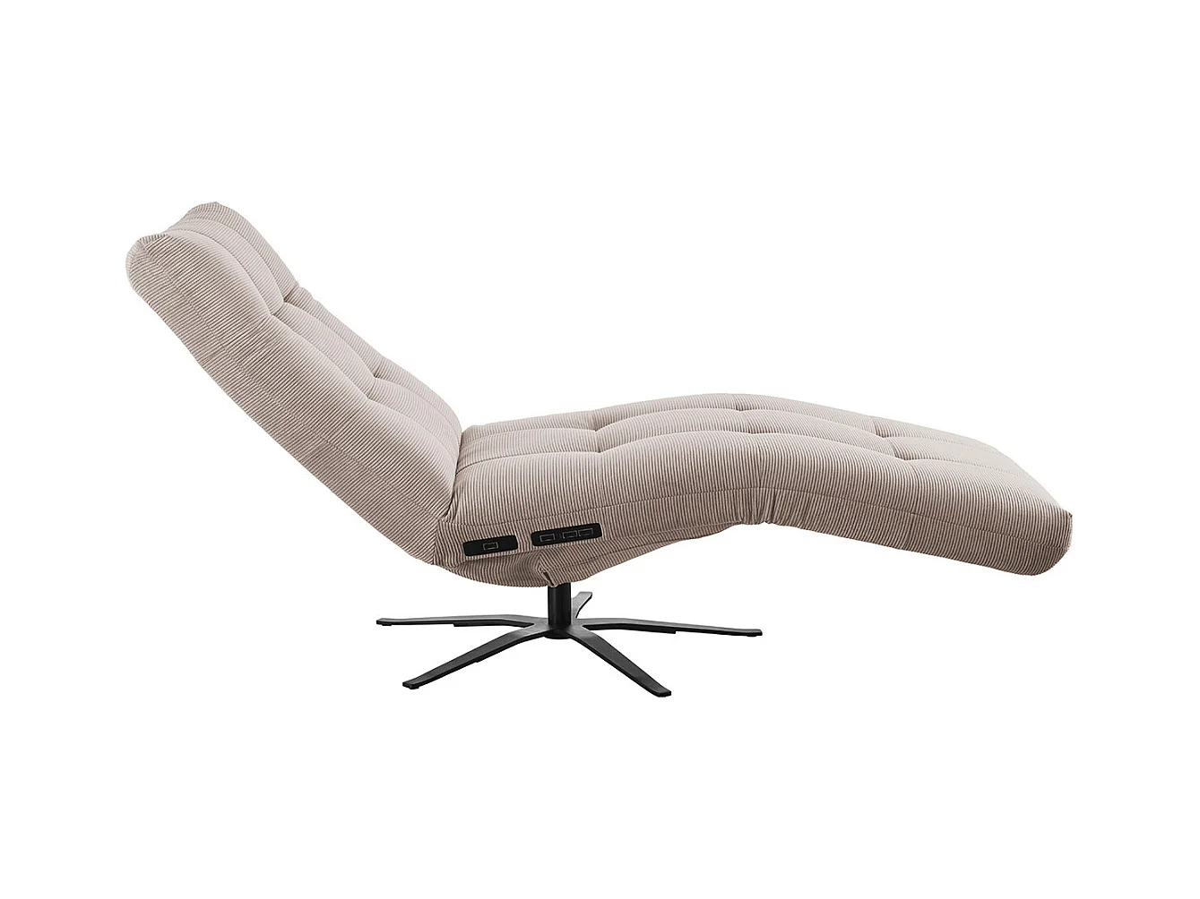 Chaise longue - beige Velours côtelé - LETICIA