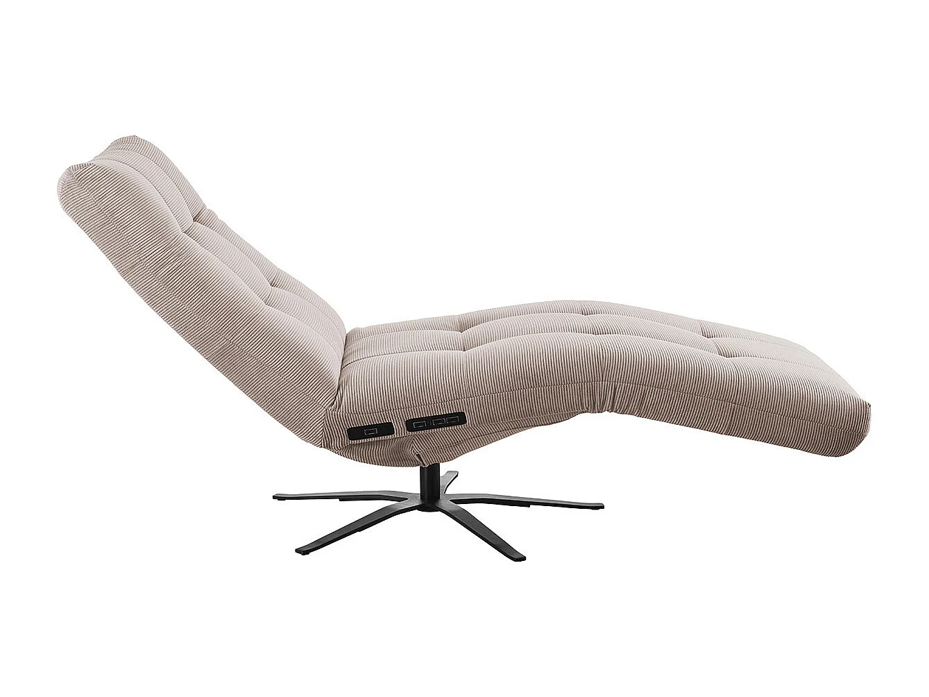 Chaise longue - beige Velours côtelé - LETICIA