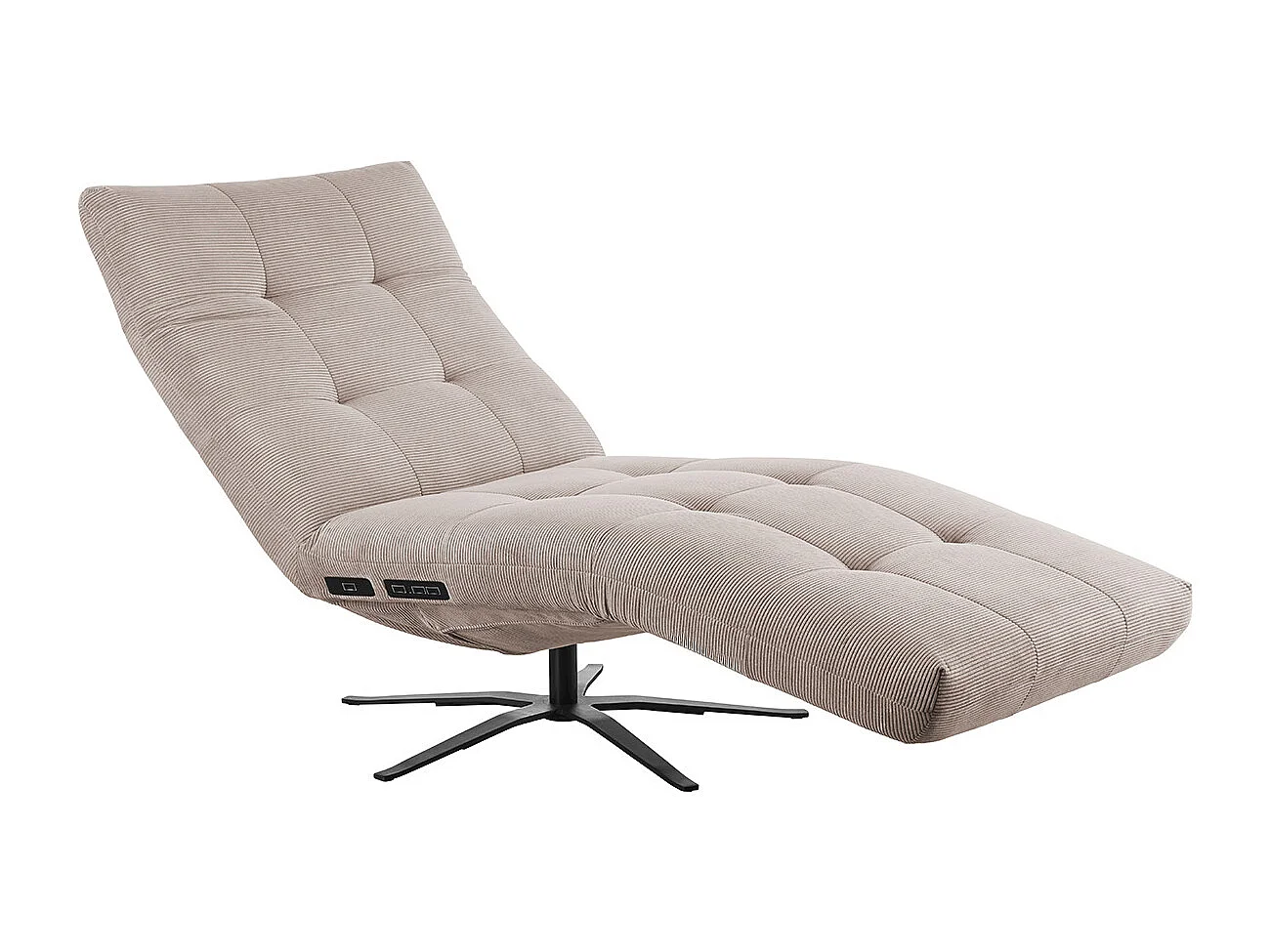 Chaise longue - beige Velours côtelé - LETICIA
