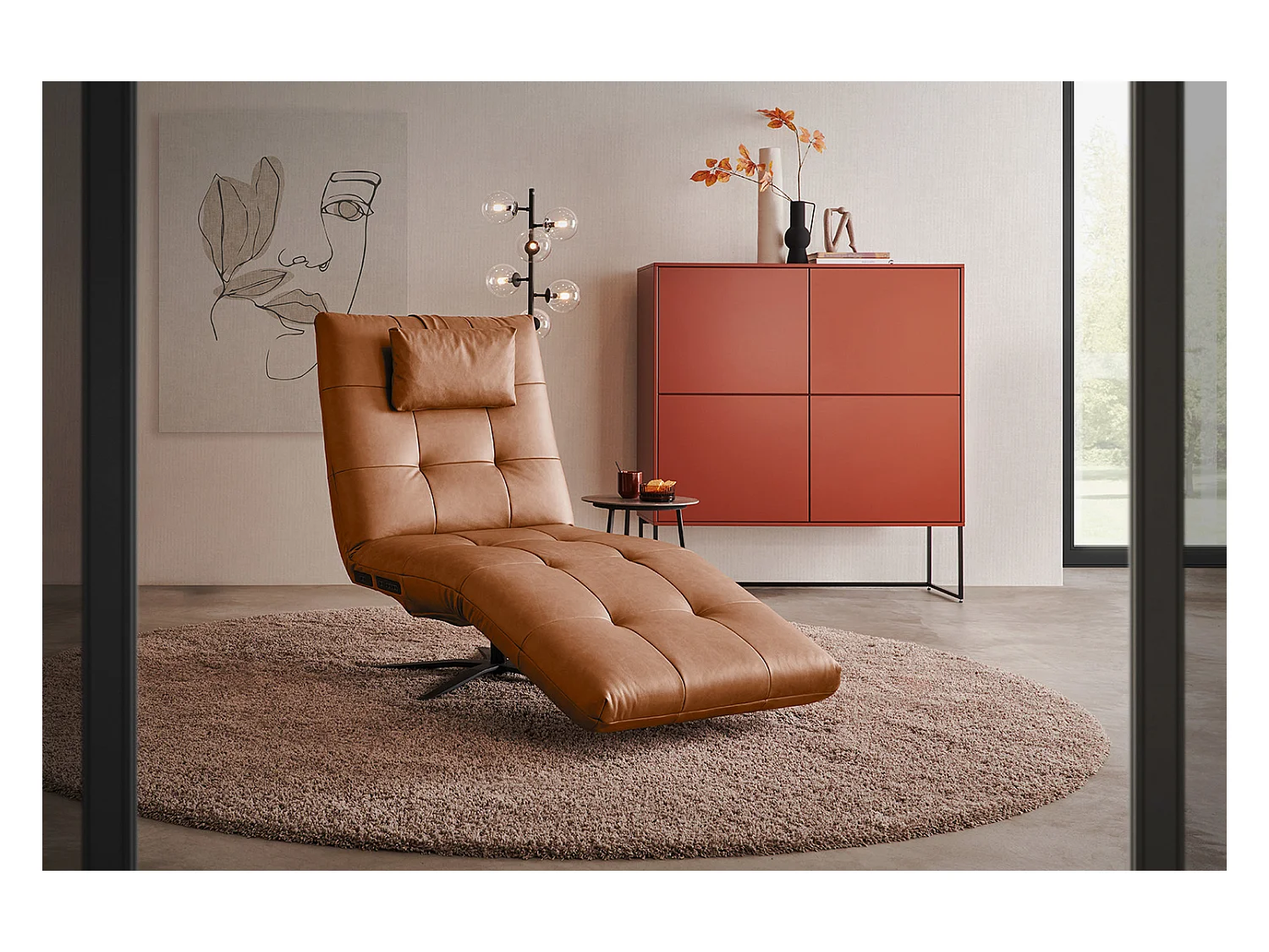 Chaise longue - marron cuir - LETICIA
