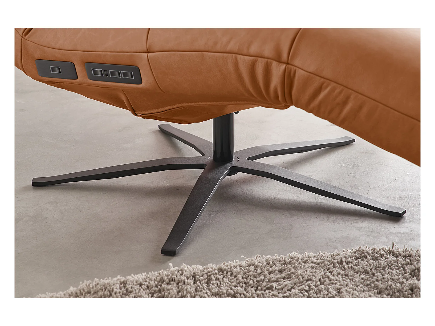 Chaise longue - marron cuir - LETICIA