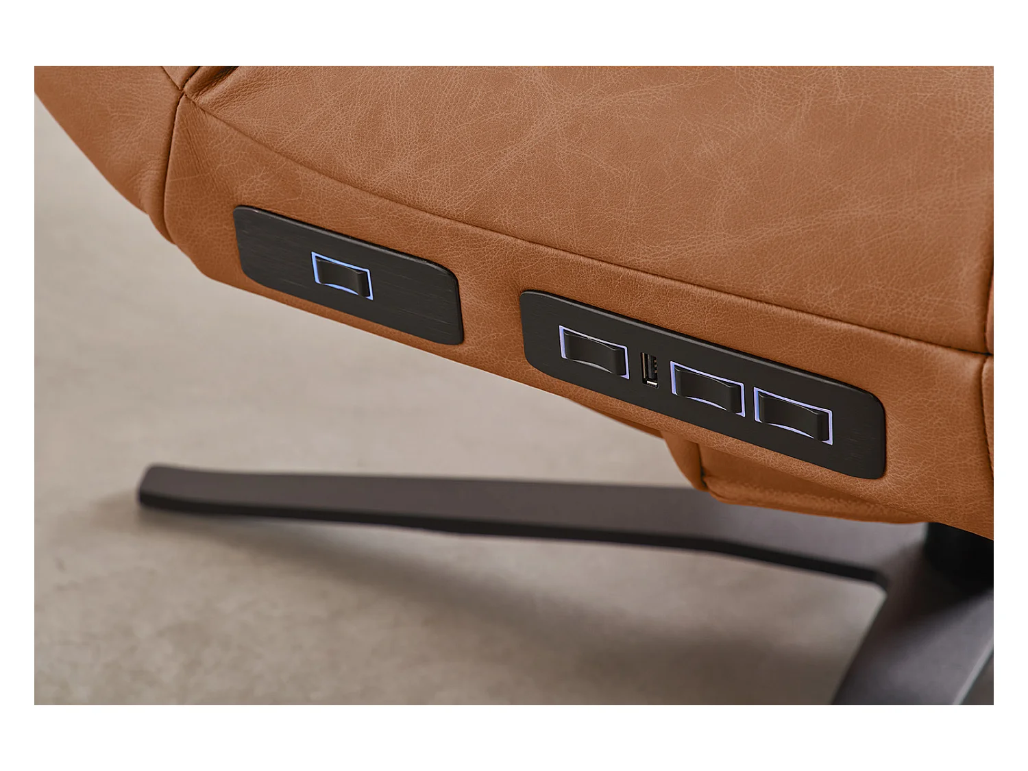 Chaise longue - marron cuir - LETICIA