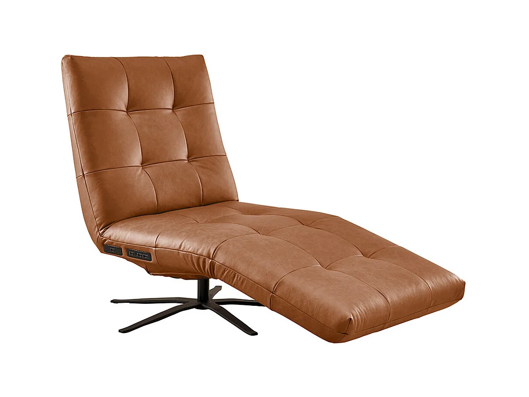 Chaise longue - marron cuir - LETICIA