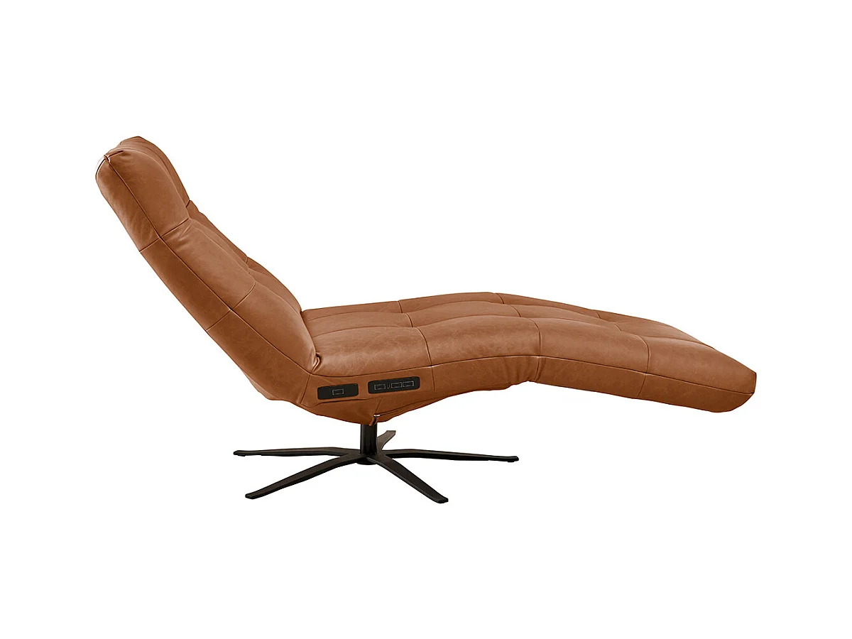 Chaise longue - marron cuir - LETICIA