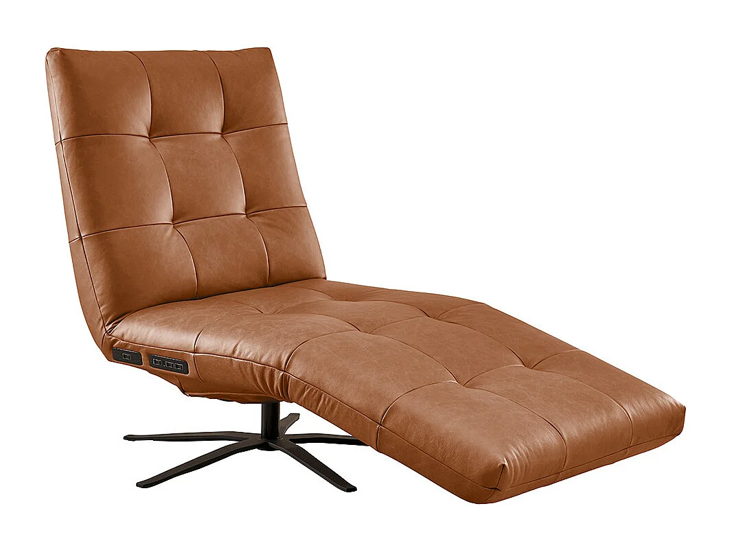 Chaise longue - marron cuir - LETICIA