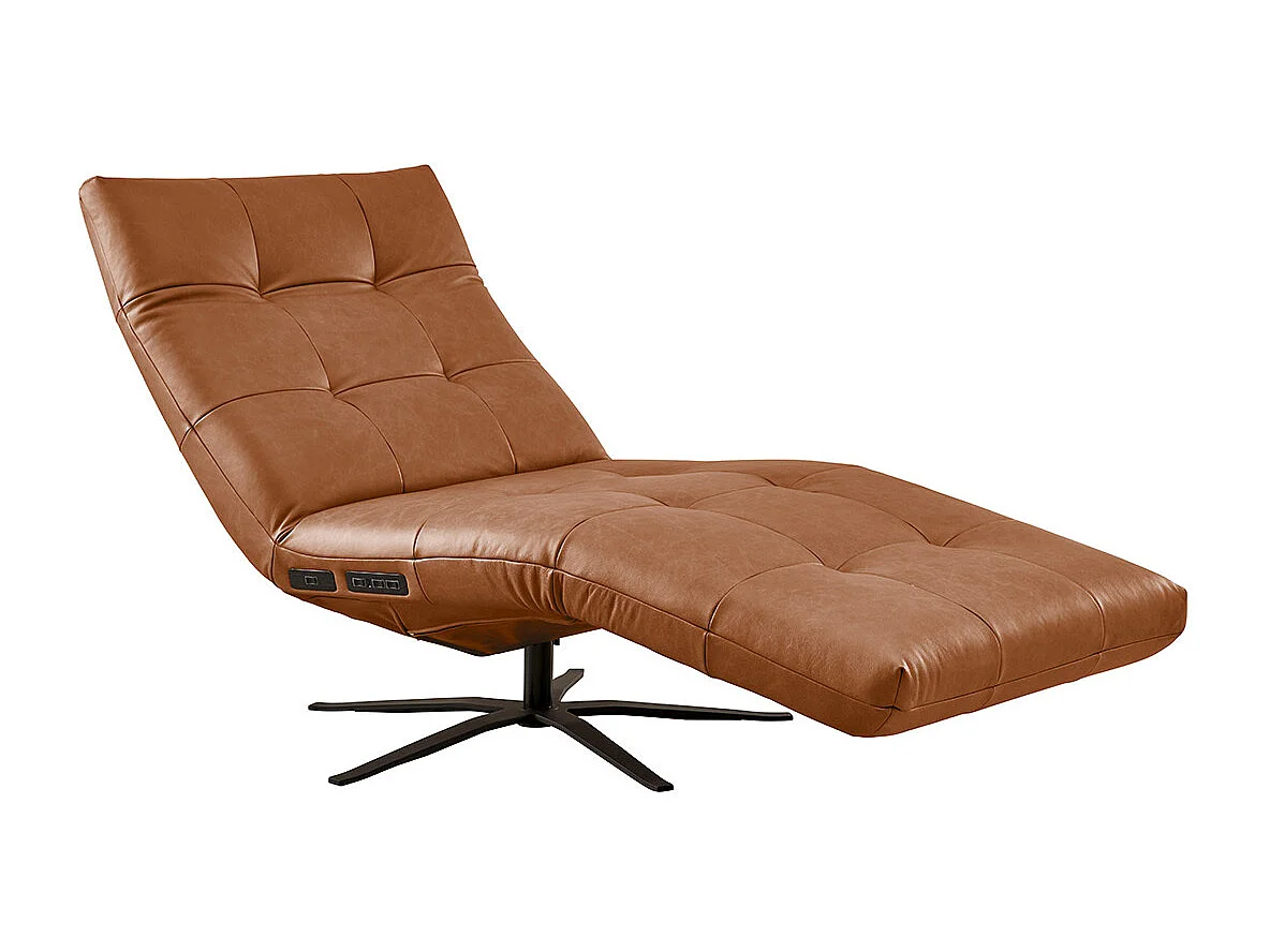 Chaise longue - marron cuir - LETICIA