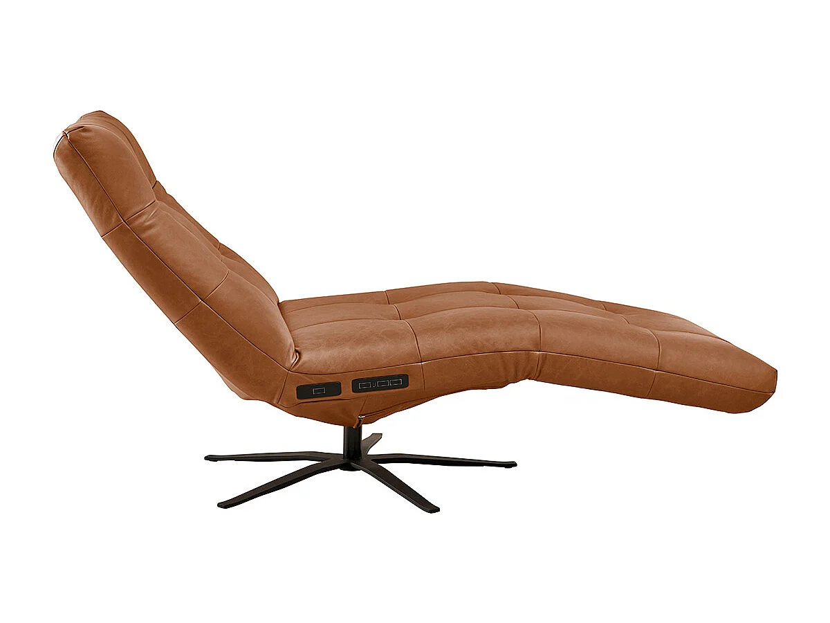 Chaise longue - marron cuir - LETICIA