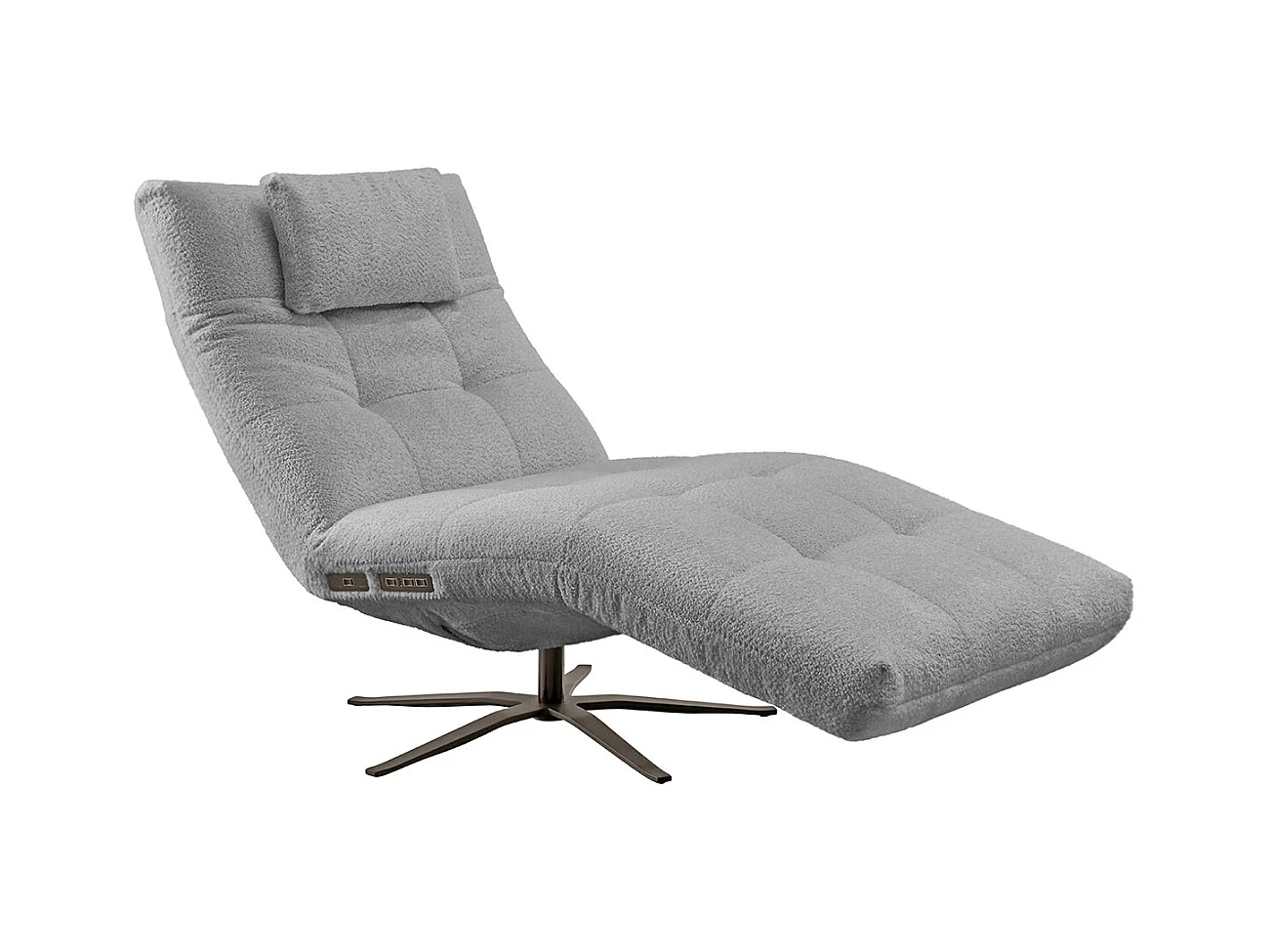 Chaise longue - Gris tissage plat - LETICIA