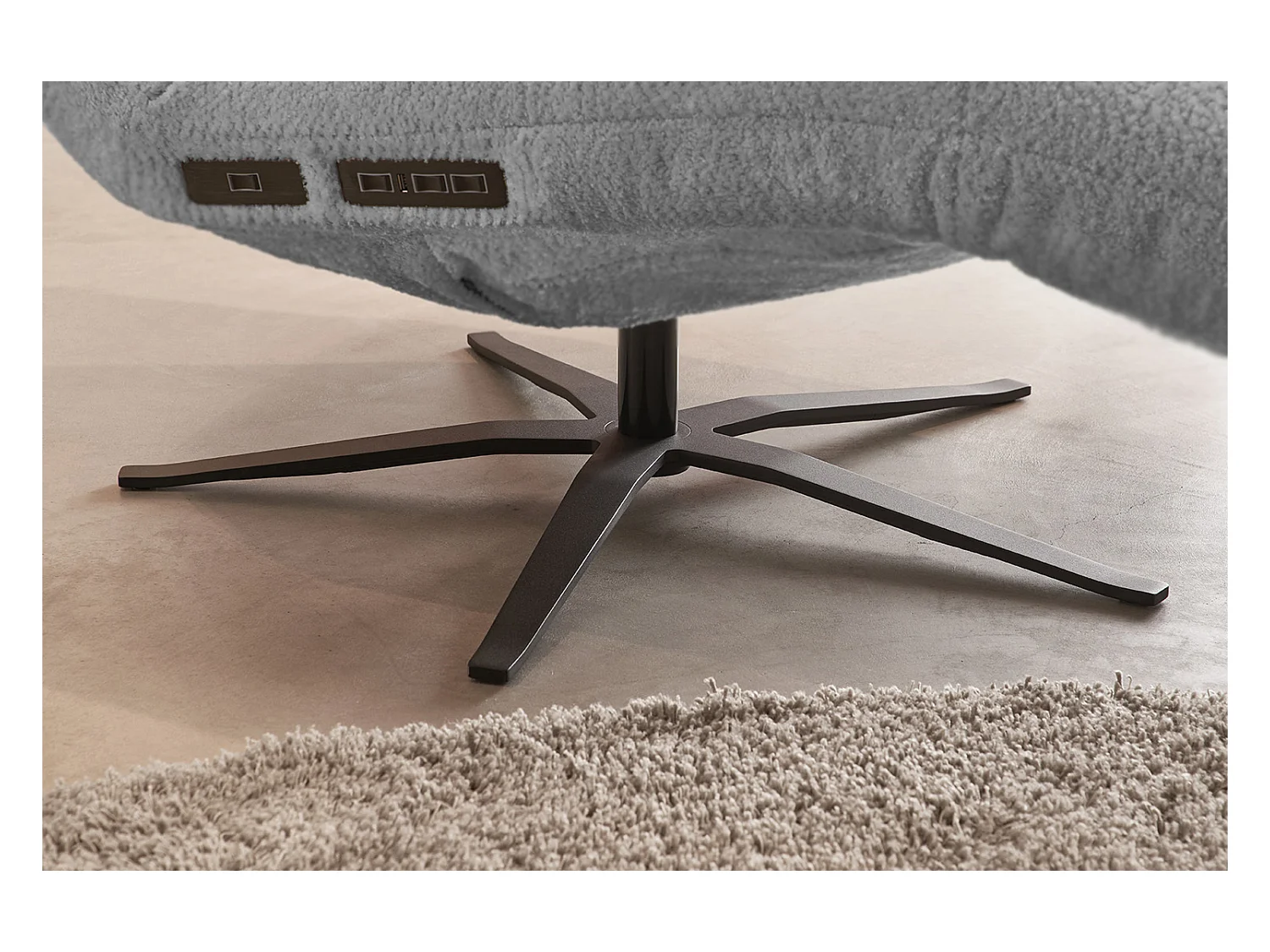 Chaise longue - Gris tissage plat - LETICIA