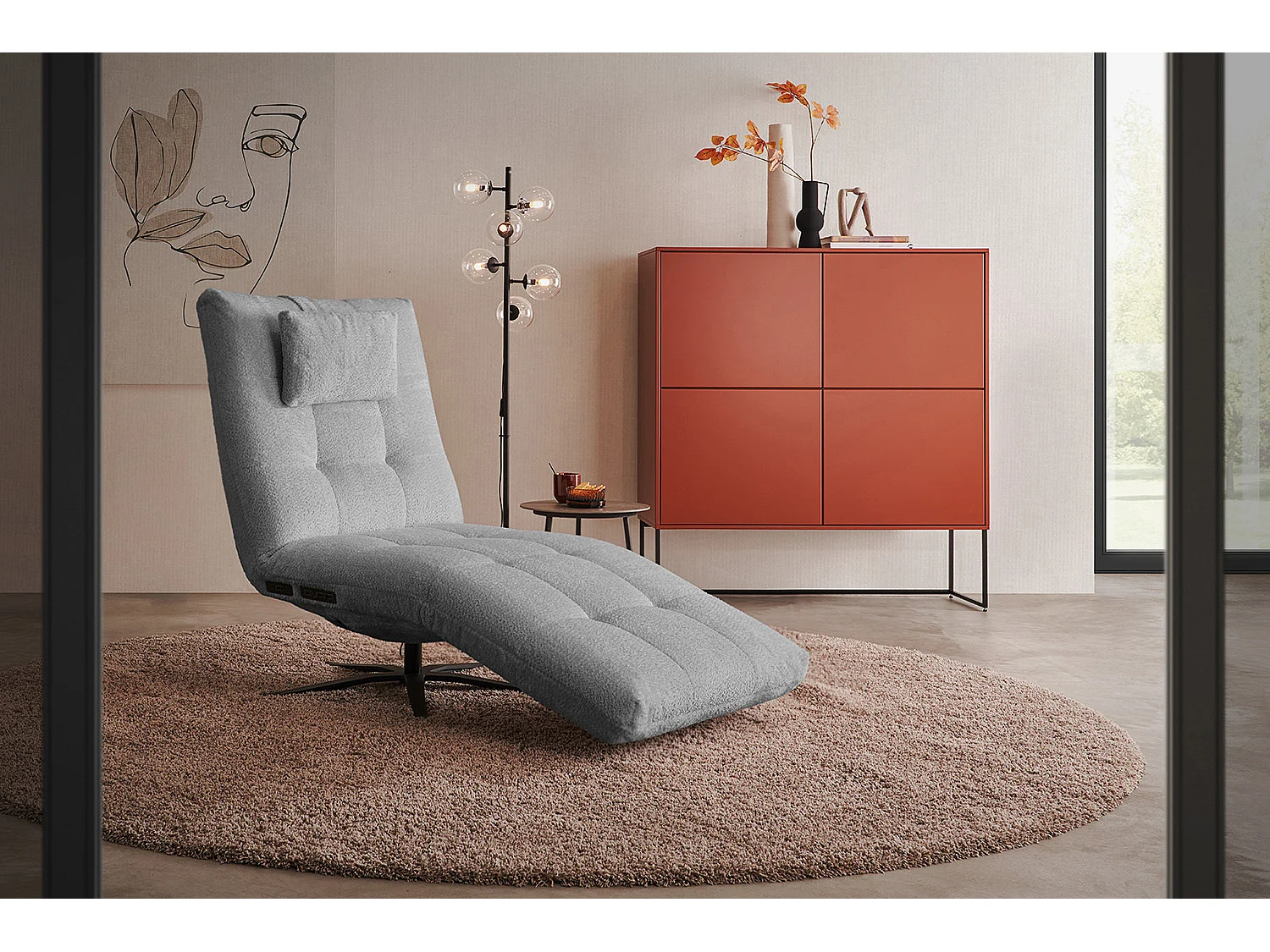 Relaxligstoel - Grijs Plat geweven stof - LETICIA