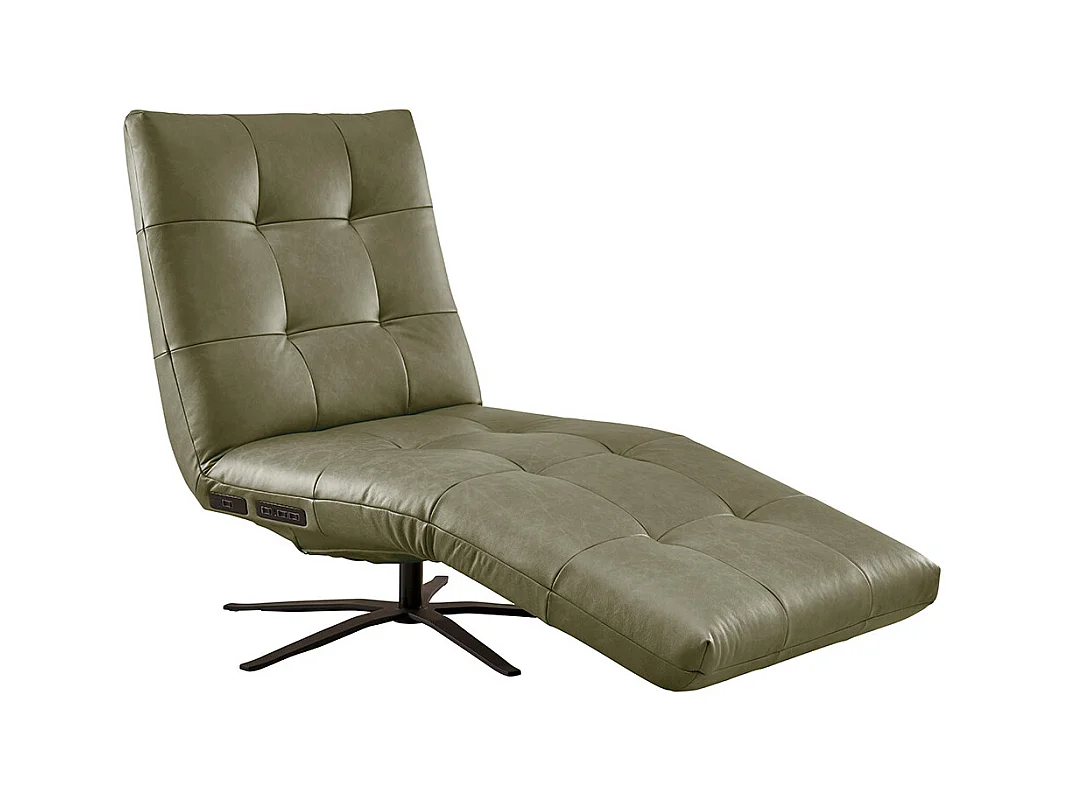 Chaise longue - Vert cuir - LETICIA
