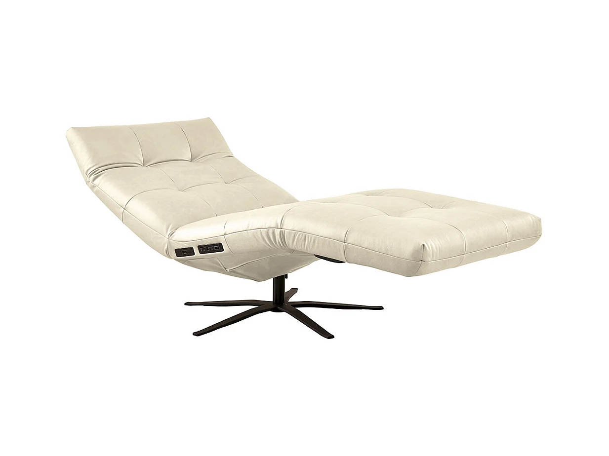Chaise longue - blanc cuir - LETICIA