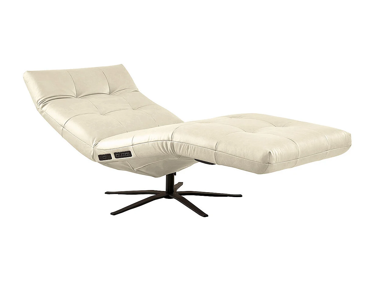 Chaise longue - bianco pelle - LETICIA